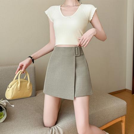 BY10798# 春夏款款高腰西装半身裙女设计感不规则A字包臀短裙 服裝批發女裝批發服飾貨源