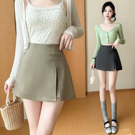 BY10799# 春夏款A字半身裙裤女开叉包臀裙高腰西装短裙 服裝批發女裝批發服飾貨源