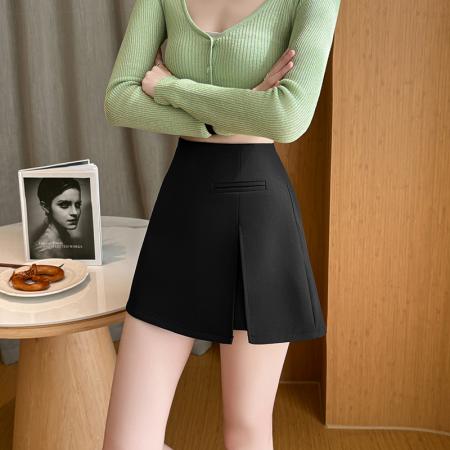 BY10799# 春夏款A字半身裙裤女开叉包臀裙高腰西装短裙 服裝批發女裝批發服飾貨源