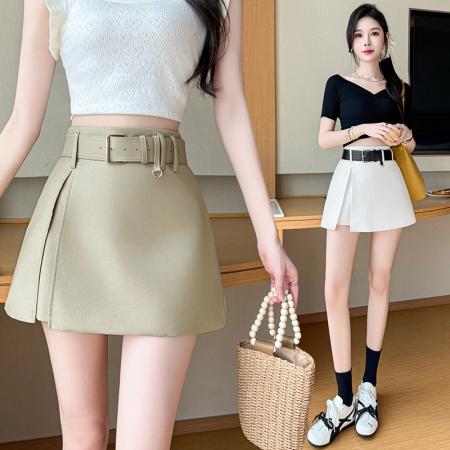 BY10802# 侧开叉A字西装半身裙裤女春夏款显瘦包臀短裙子 服裝批發女裝批發服飾貨源