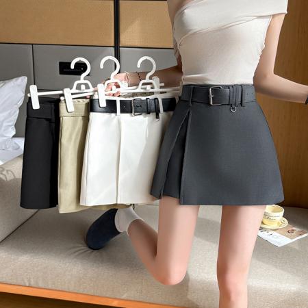 BY10802# 侧开叉A字西装半身裙裤女春夏款显瘦包臀短裙子 服裝批發女裝批發服飾貨源