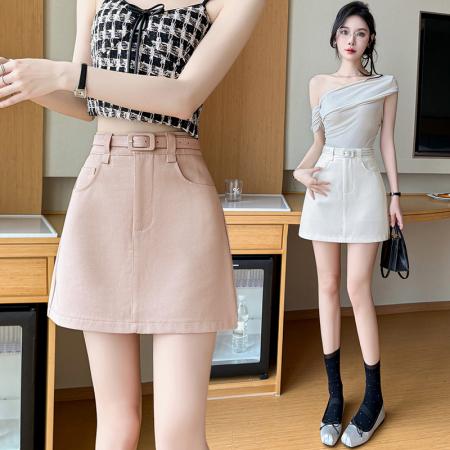 BY10803# 春夏款韩版复古高腰半身裙修身A字短裙女 服裝批發女裝批發服飾貨源