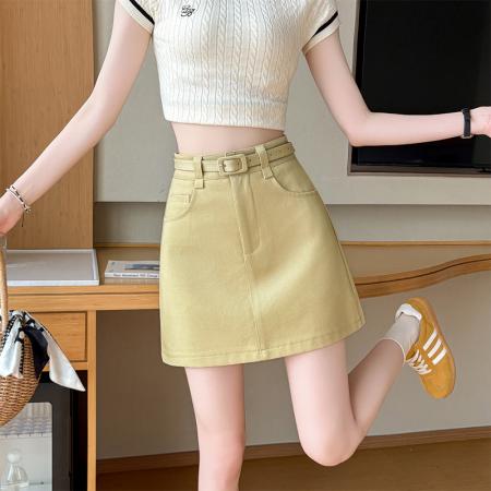 BY10803# 春夏款韩版复古高腰半身裙修身A字短裙女 服裝批發女裝批發服飾貨源