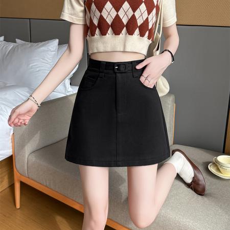 BY10803# 春夏款韩版复古高腰半身裙修身A字短裙女 服裝批發女裝批發服飾貨源