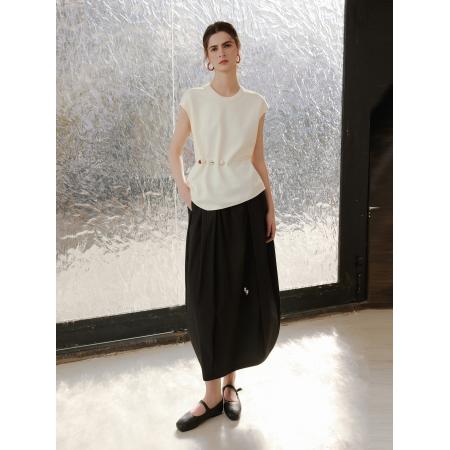 BY10806# 米白高级感圆领无袖短袖女春季新款内搭宽肩休闲内搭t恤 服裝批發女裝批發服飾貨源