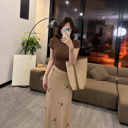 BY10807# 新款夏季时尚洋气设计感条纹休闲短袖两件套潮 服裝批發女裝批發服飾貨源