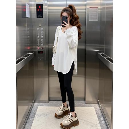 BY10816# 春上新·休闲气质设计感中长款小衫女士宽松T恤女上衣 服裝批發女裝批發服飾貨源