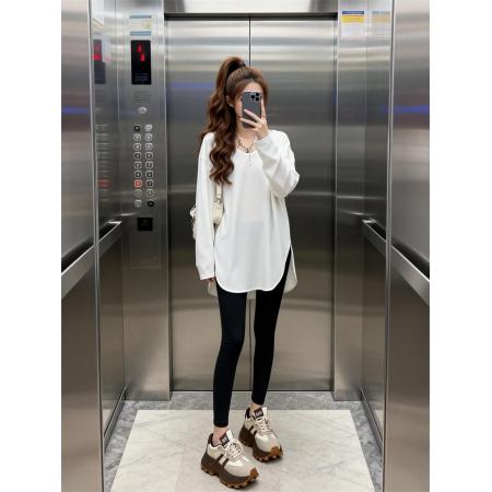 BY10816# 春上新·休闲气质设计感中长款小衫女士宽松T恤女上衣 服裝批發女裝批發服飾貨源