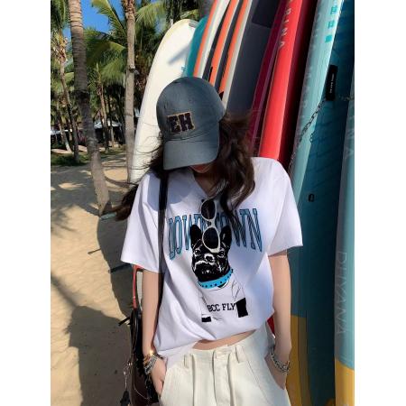 BY10821# 纯棉春夏装短袖T恤女韩版印花 服裝批發女裝批發服飾貨源