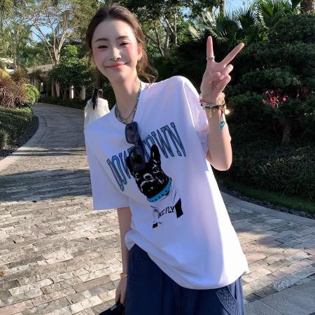 BY10821# 纯棉春夏装短袖T恤女韩版印花 服裝批發女裝批發服飾貨源
