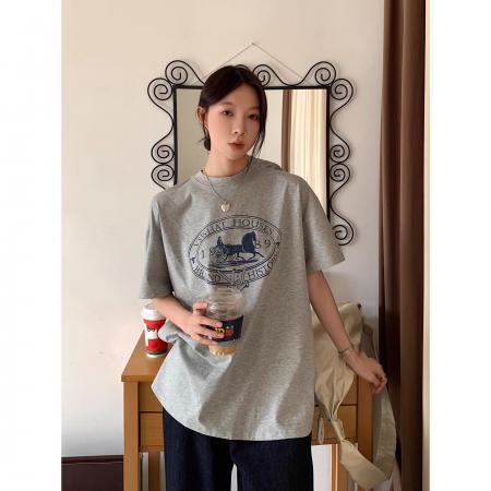 BY10822# 韩版卡通印花纯棉短袖t恤男女春夏新款宽松慵懒风半袖上衣 服裝批發女裝批發服飾貨源