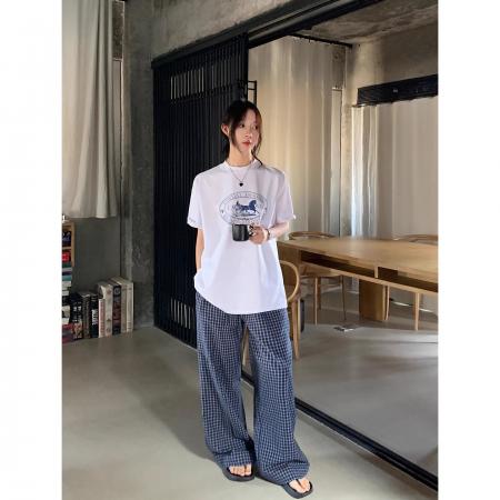 BY10822# 韩版卡通印花纯棉短袖t恤男女春夏新款宽松慵懒风半袖上衣 服裝批發女裝批發服飾貨源