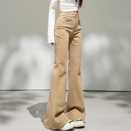 BY10827# 复古微喇牛仔裤女新款美式辣妹弹力小个子中腰喇叭裤子女 服裝批發女裝批發服飾貨源