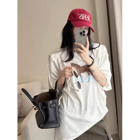 BY10831# 韩国东大门春夏新款卡通趣味小马印花垫肩短袖T恤女半袖上衣 服裝批發女裝批發服飾貨源
