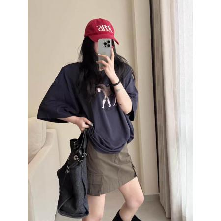 BY10831# 韩国东大门春夏新款卡通趣味小马印花垫肩短袖T恤女半袖上衣 服裝批發女裝批發服飾貨源