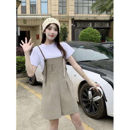 BY10834# 休闲背带短裤学生穿搭设计感吊带工装连衣裤女套装 服裝批發女裝批發服飾貨源