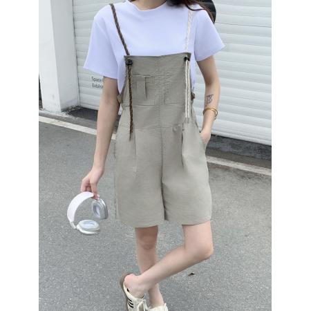 BY10834# 休闲背带短裤学生穿搭设计感吊带工装连衣裤女套装 服裝批發女裝批發服飾貨源