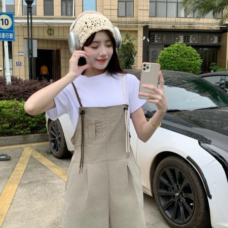 BY10834# 休闲背带短裤学生穿搭设计感吊带工装连衣裤女套装 服裝批發女裝批發服飾貨源