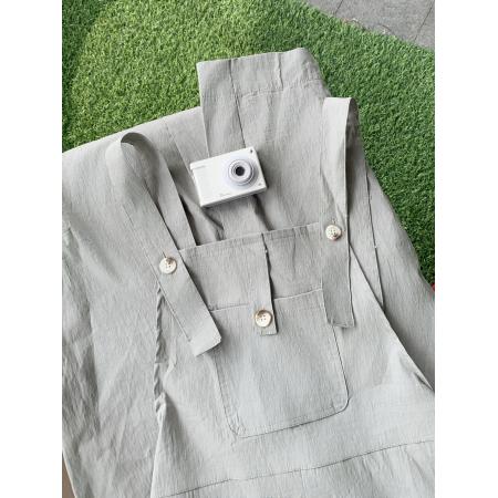 BY10835# 今年流行爆款灰色背带裤春夏季新款设计感宽松慵懒风长裤套装 服裝批發女裝批發服飾貨源