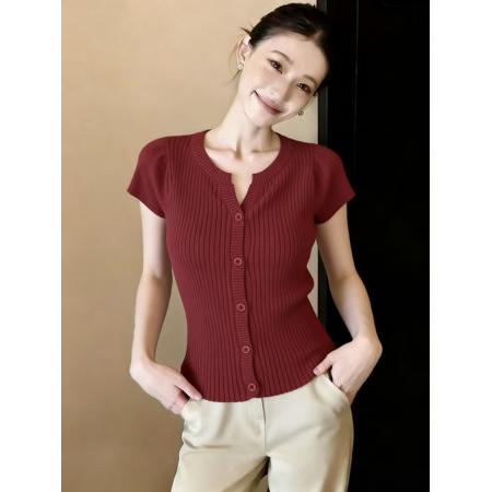 BY10846# 纯欲风女装花瓣短袖T恤女夏季小个子短款显瘦针织 服裝批發女裝批發服飾貨源