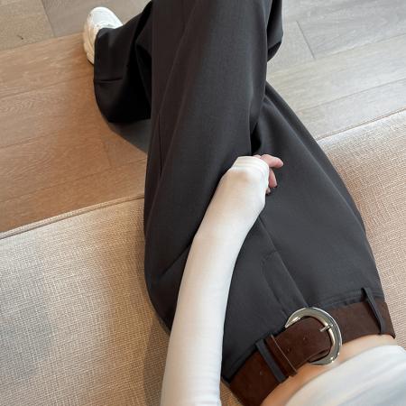 BY10854# 高级感西装裤女春新款高腰显瘦休闲垂感直筒拖地阔腿裤子送腰带 服裝批發女裝批發服飾貨源