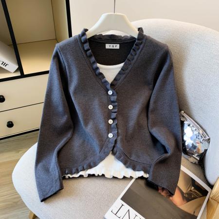 BY10856# 大货春装新款韩版设计感假两件洋气针织衫上衣毛衣女 服裝批發女裝批發服飾貨源