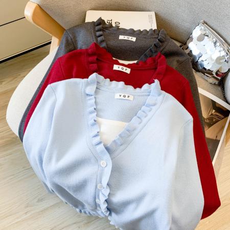 BY10856# 大货春装新款韩版设计感假两件洋气针织衫上衣毛衣女 服裝批發女裝批發服飾貨源