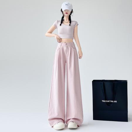 BY10862# 奶芙山本裤女春夏新款宽松直筒裤休闲慵懒风西装阔腿裤 服裝批發女裝批發服飾貨源