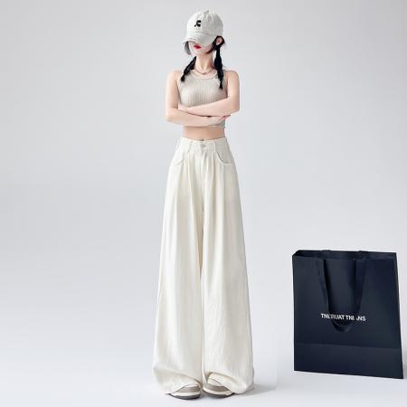 BY10862# 奶芙山本裤女春夏新款宽松直筒裤休闲慵懒风西装阔腿裤 服裝批發女裝批發服飾貨源