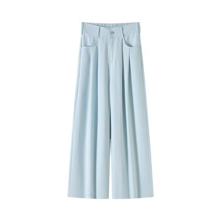 BY10862# 奶芙山本裤女春夏新款宽松直筒裤休闲慵懒风西装阔腿裤 服裝批發女裝批發服飾貨源