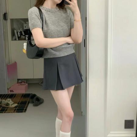 BY10865# 小个子搭配一整套女夏季新款高级感气质上衣+短裙两件套装 服裝批發女裝批發服飾貨源