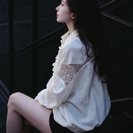 BY10895# 法式设计感拼接蕾丝长袖衬衫女装春季休闲宽松显瘦上衣 服裝批發女裝批發服飾貨源