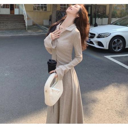 BY10896# 设计感小众喇叭袖修身显瘦针织衫加针织高腰抽绳慵懒风长垂感伞裙 服裝批發女裝批發服飾貨源