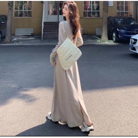 BY10896# 设计感小众喇叭袖修身显瘦针织衫加针织高腰抽绳慵懒风长垂感伞裙 服裝批發女裝批發服飾貨源