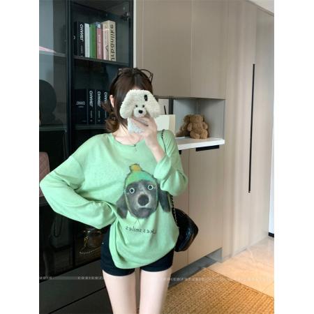 BY10898# 新款小狗长袖薄款T恤上衣女 服裝批發女裝批發服飾貨源