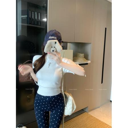 BY10902# 圆领绑带短袖针织衫女初春新款设计感短款上衣 服裝批發女裝批發服飾貨源