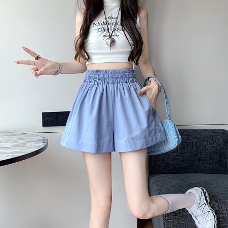 BY10908# 新版网红辣妹高级洗水棉面料百搭高腰短裤阔腿裤 服裝批發女裝批發服飾貨源