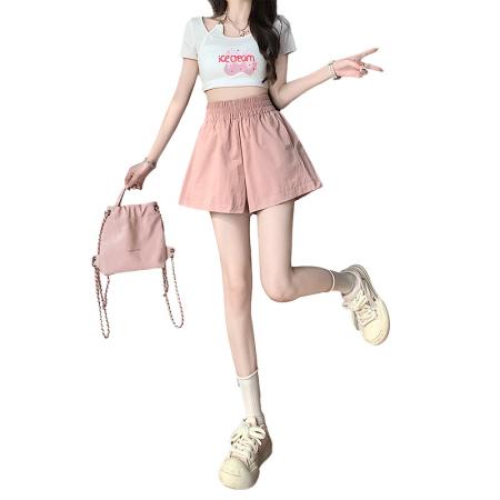 BY10908# 新版网红辣妹高级洗水棉面料百搭高腰短裤阔腿裤 服裝批發女裝批發服飾貨源