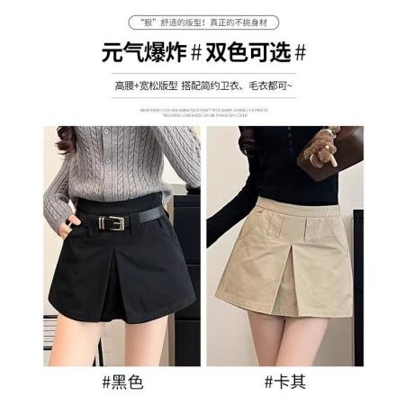 BY10913# 有包边直播质量卡其色开叉工装短裙女春秋 服裝批發女裝批發服飾貨源