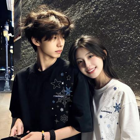 BY10915# 纯棉原版刺绣品质升级夏季百搭圆领宽松T恤星星雪花情侣上衣 服裝批發女裝批發服飾貨源