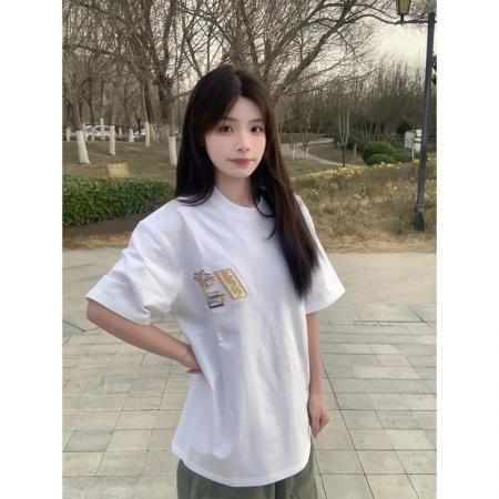 BY10917# 纯棉原版刺绣品质升级韩版百搭烟花字母设计圆领宽松短袖女 服裝批發女裝批發服飾貨源