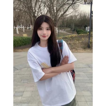 BY10917# 纯棉原版刺绣品质升级韩版百搭烟花字母设计圆领宽松短袖女 服裝批發女裝批發服飾貨源