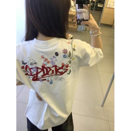 BY10919# 纯棉原版刺绣品质升级夏季圆领新款花朵字母设计上衣 服裝批發女裝批發服飾貨源