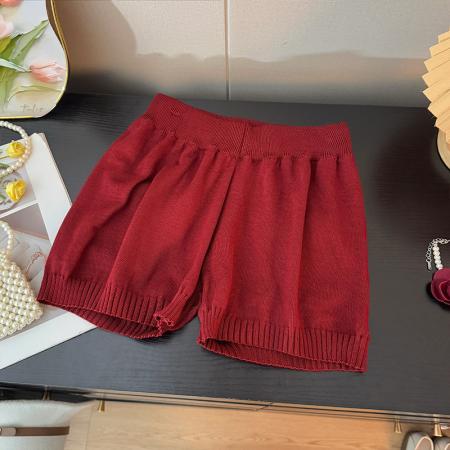 BY10933# 韩系辣妹纯欲风蕾丝拼接针织短裤女夏高腰A字宽松阔腿休闲裤 服裝批發女裝批發服飾貨源