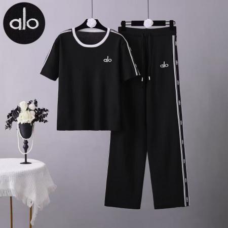 BY10939# 新款跨境欧美休闲套装短袖圆领针织上衣阔腿裤时尚两件套女 服裝批發女裝批發服飾貨源