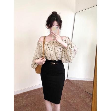 BY10941# 今年流行的爆款女装新款韩版一字肩宽松洋气衬衫衬衣巨好看小衫潮 服裝批發女裝批發服飾貨源