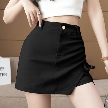 春夏新款半身裙女高腰修身不规则A字裙时尚抽褶弹力辣妹裙裤  服裝批發女裝批發服飾貨源