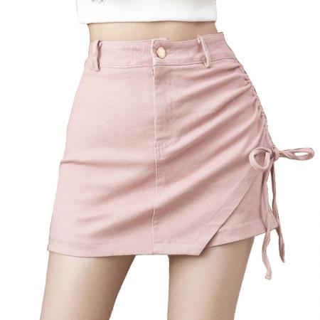 春夏新款半身裙女高腰修身不规则A字裙时尚抽褶弹力辣妹裙裤  服裝批發女裝批發服飾貨源