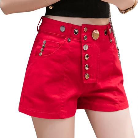 网红新款牛仔短裤女高腰弹力修身短裤时尚不规则港风街头潮裤  服裝批發女裝批發服飾貨源