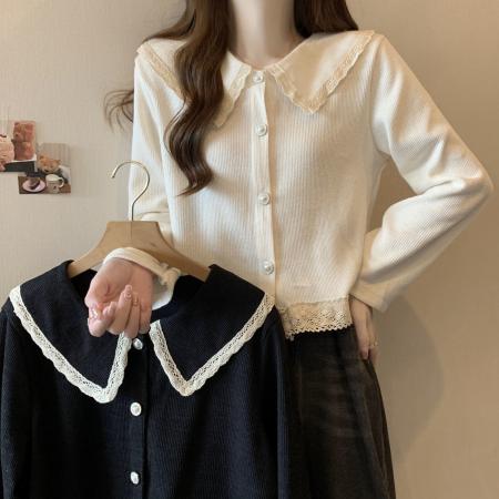 大码女装法式宽松衬衫外套胖mm显瘦短款娃娃领上衣  服裝批發女裝批發服飾貨源